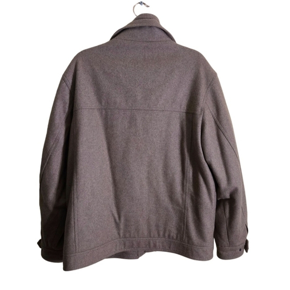 London Fog Wool Blend Bomber Jacket With Full Zip Snap Toast Heather Size L - Picture 3 of 8